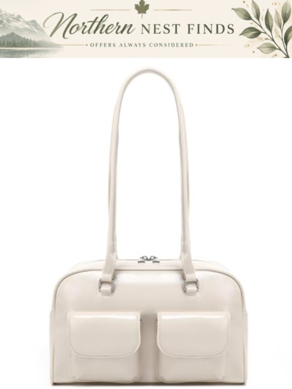 PU Leather Shoulder Bag Multi Pockets Top Handle Aesthetic
